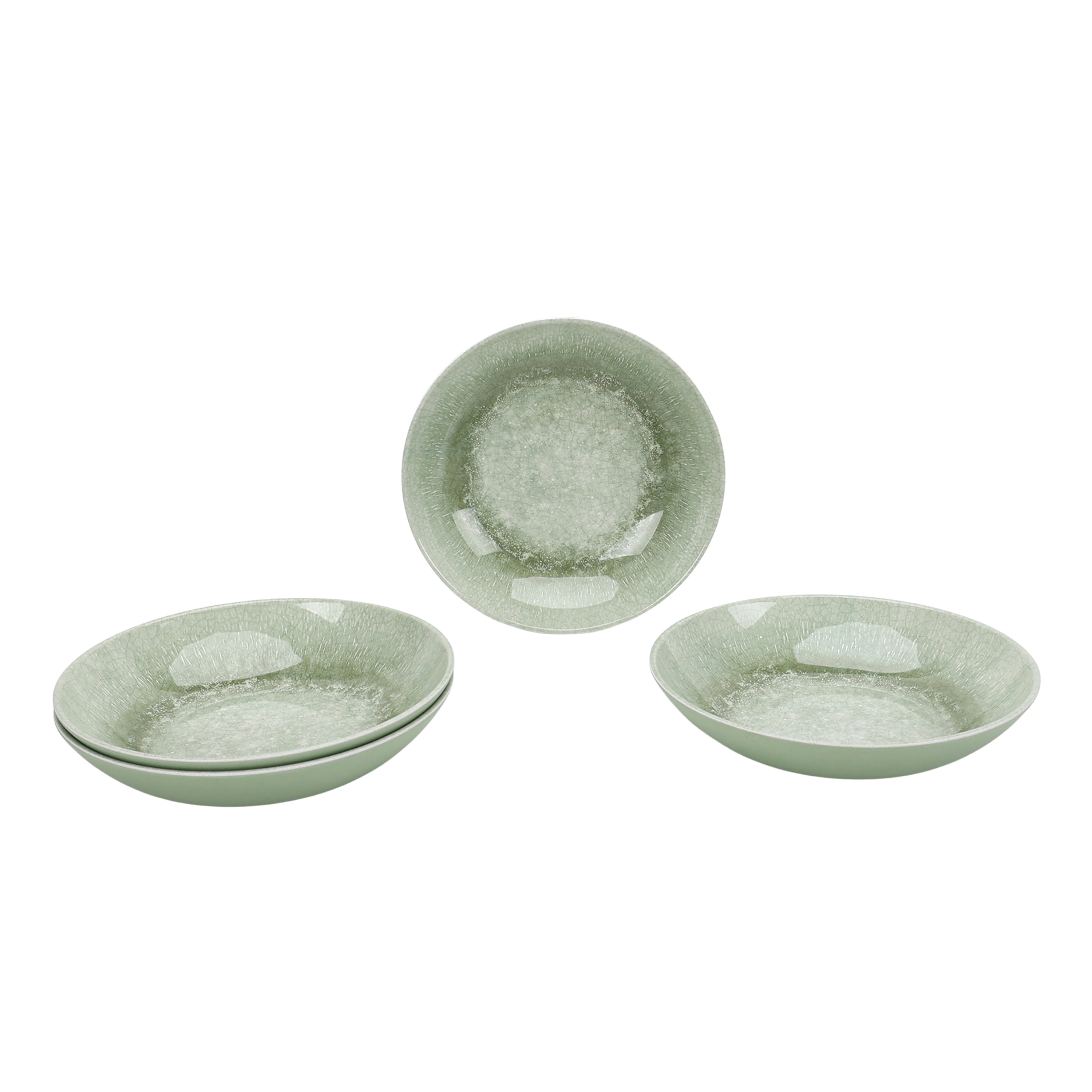 (2 pack) Better Homes & Gardens Reactive Glaze 4-Piece Dinner Bowl Set, Green