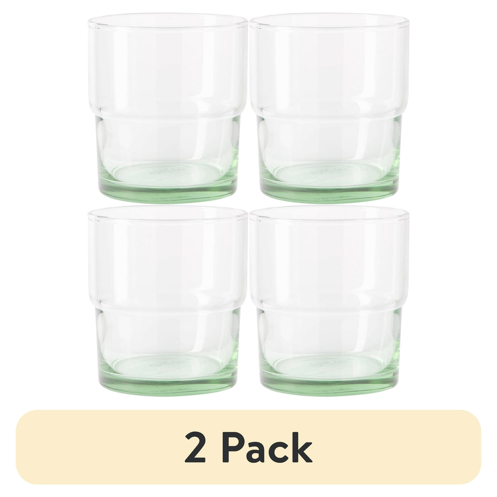 (2 pack) Better Homes & Gardens Recycled Green Glassware, Glass, 4 Pack, 10 oz