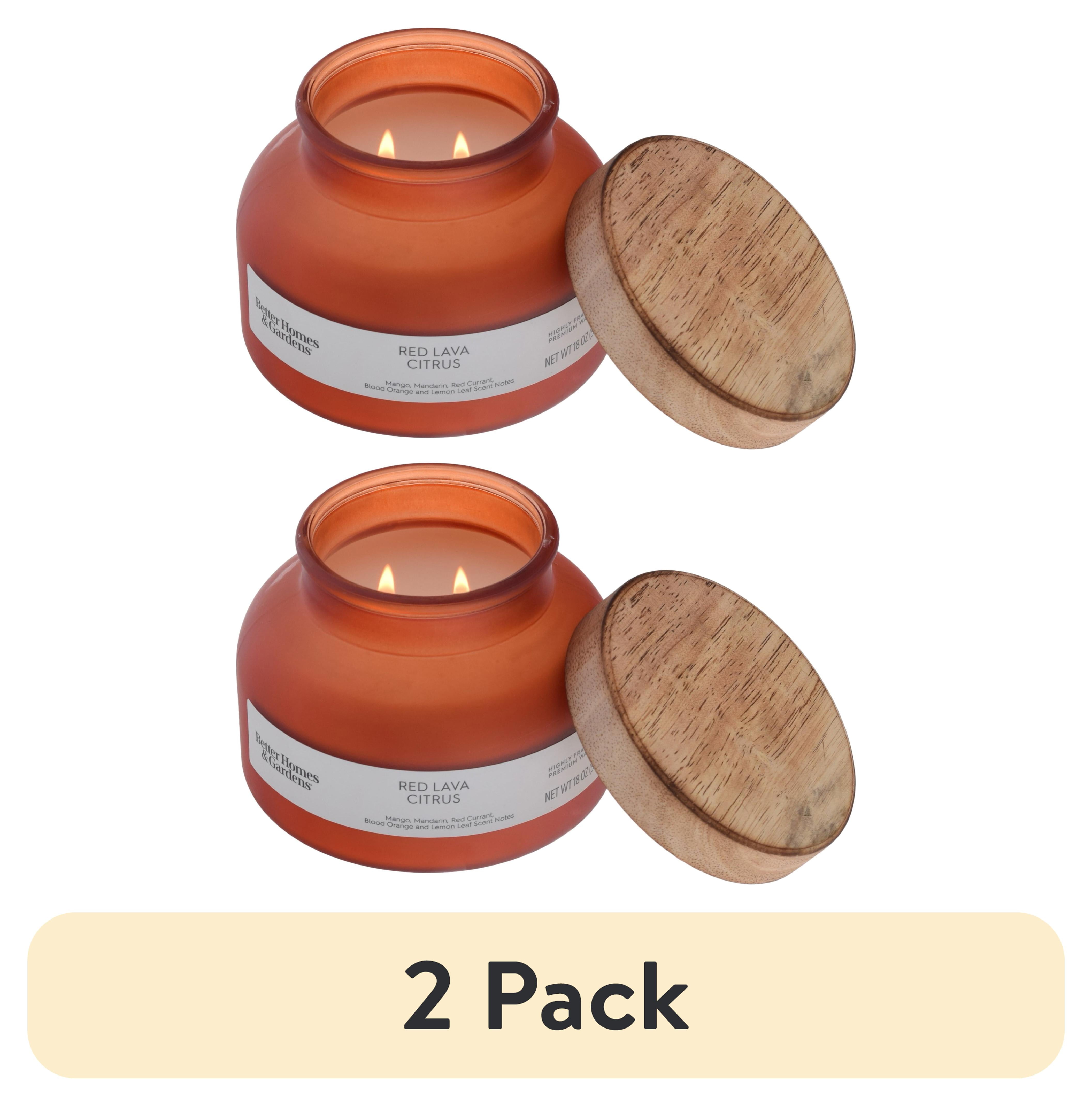 (2 pack) Better Homes and Gardens Red Lava and Citrus Scented 2-Wick Frosted Jar Candle 18oz.