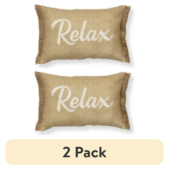 (2 pack) Better Homes & Gardens Relax, Outdoor, Pillow, 19" x 13", Oblong Pillow, Contains 1 per pack