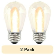 (2 pack) Better Homes & Gardens S14 0.9W LED Replacement Bulbs for Outdoor Commercial String Lights, Warm White, 2-Pack
