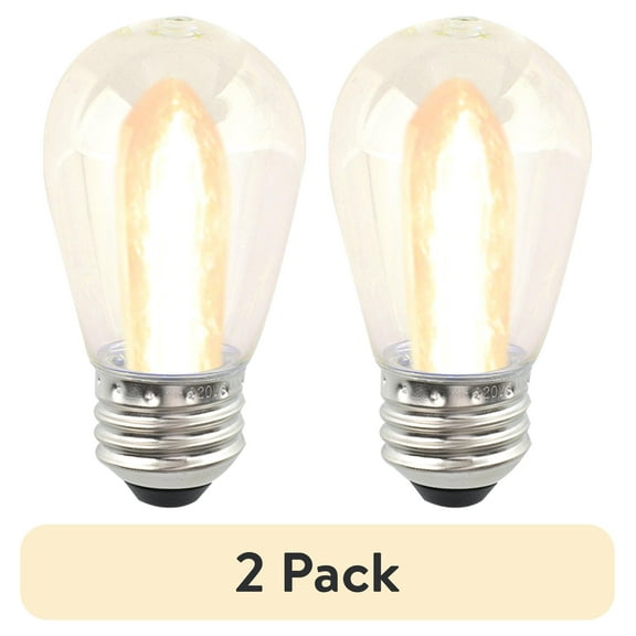 (2 pack) Better Homes & Gardens S14 0.9W LED Replacement Bulbs for Outdoor Commercial String Lights, Warm White, 2-Pack