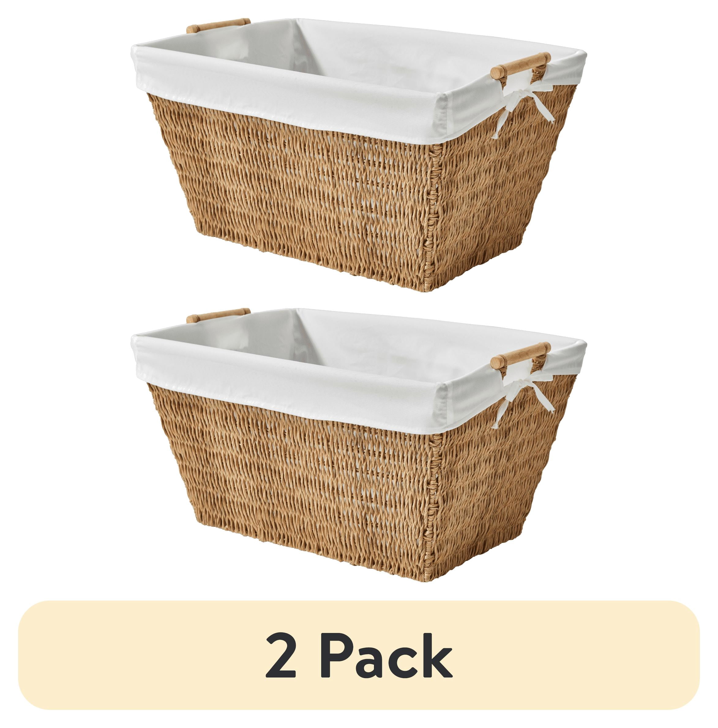 (2 pack) Better Homes & Gardens Resin Poly Rattan Laundry Basket with Liner, Adult