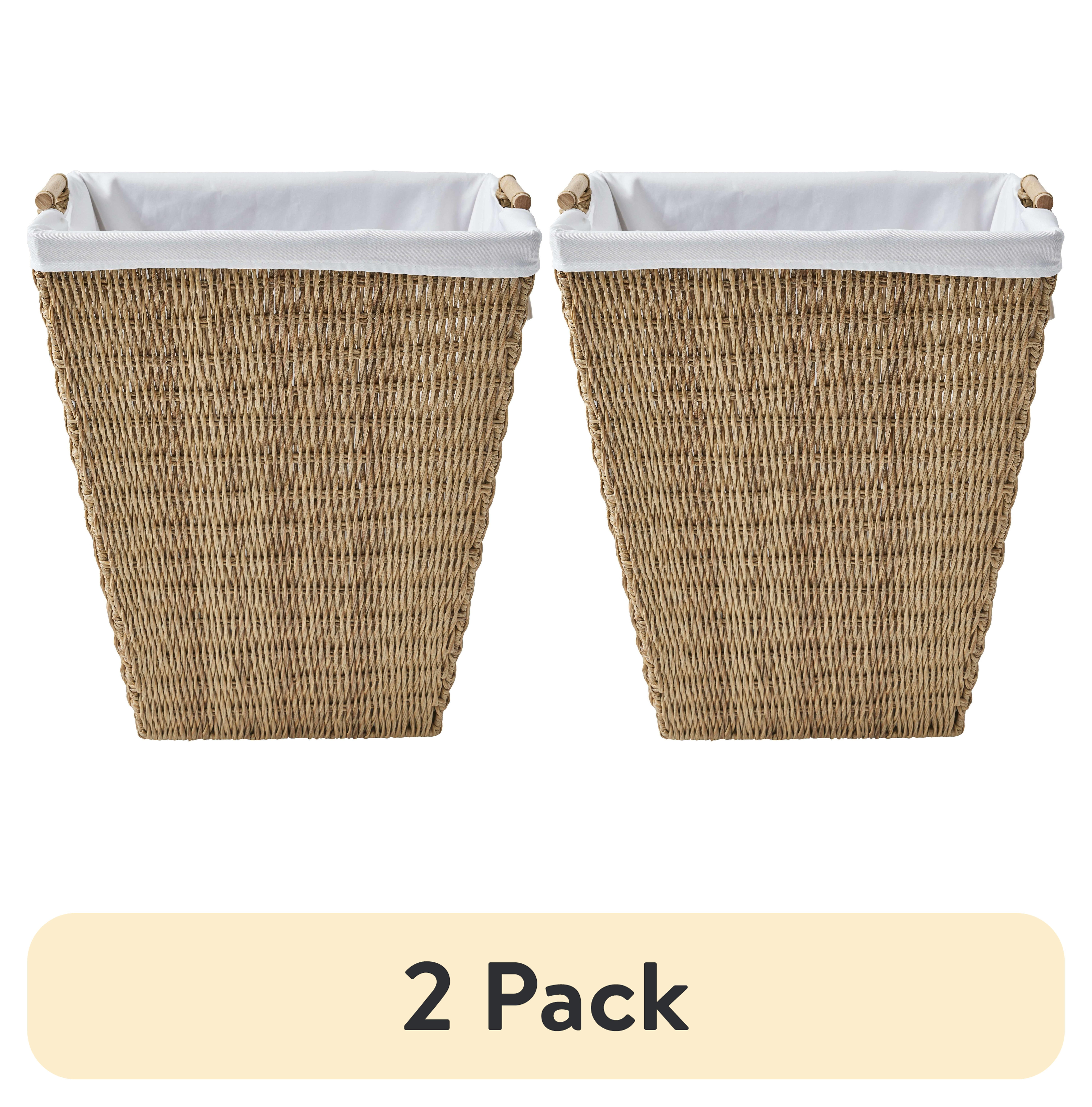 (2 pack) Better Homes & Gardens Resin Poly Rattan Laundry Hamper with Fabric Liner