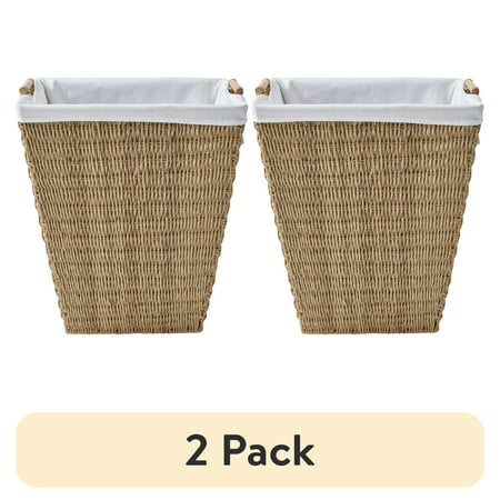 (2 pack) Better Homes & Gardens Laundry Hamper with Fabric Liner, Resin Poly Rattan, Adult