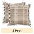thumbnail image 1 of (2 pack) Better Homes & Gardens Reversible Plaid Decorative Square Throw Pillow, 20" x 20", Brown, 1 per Pack, 1 of 6