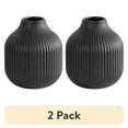 thumbnail image 1 of (2 pack) Better Homes & Gardens Ribbed Ceramic Vase, 2-Piece, Black, 1 of 11