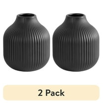 (2 pack) Better Homes & Gardens Ribbed Ceramic Vase, 2-Piece, Black