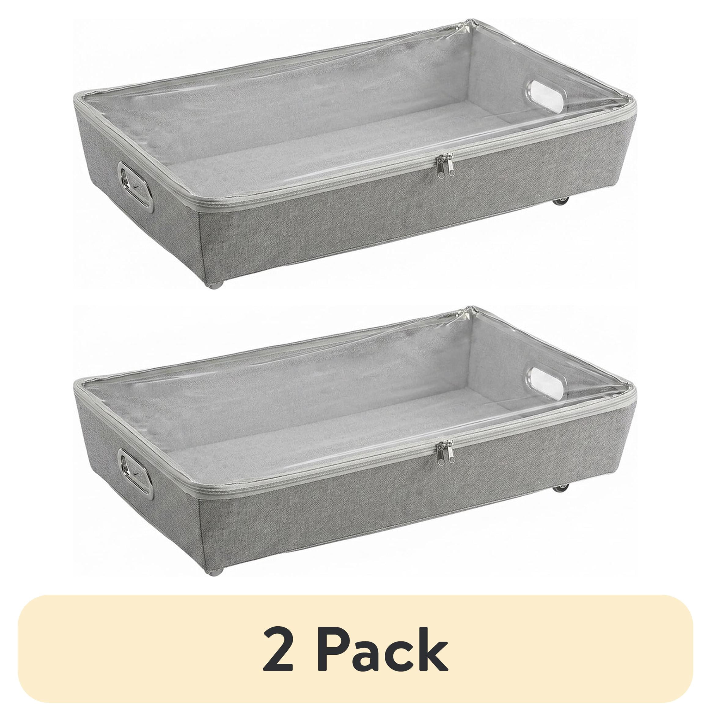 (2 pack) Better Homes & Gardens Under the Bed Rolling Storage Organizer Bin with Zipper for Sorting Shoes and Clothing, Gray