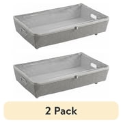 (2 pack) Better Homes & Gardens Under the Bed Rolling Storage Organizer Bin with Zipper for Sorting Shoes and Clothing, Gray