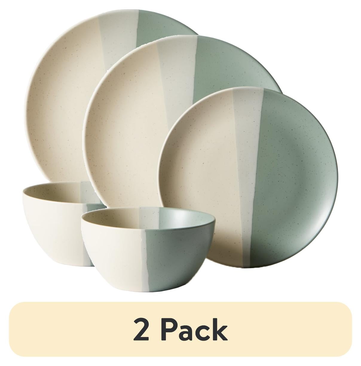 Sage and Cream Ceramic 12-Piece Dinnerware Set for Four