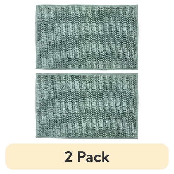 (2 pack) Better Homes & Gardens Signature Soft Looped Bath Mat, Green River, 20 in x 34 in