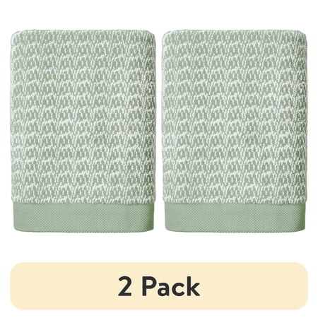 (2 pack) Better Homes & Gardens Signature Soft Cotton Mélange Bath Towel, Green River