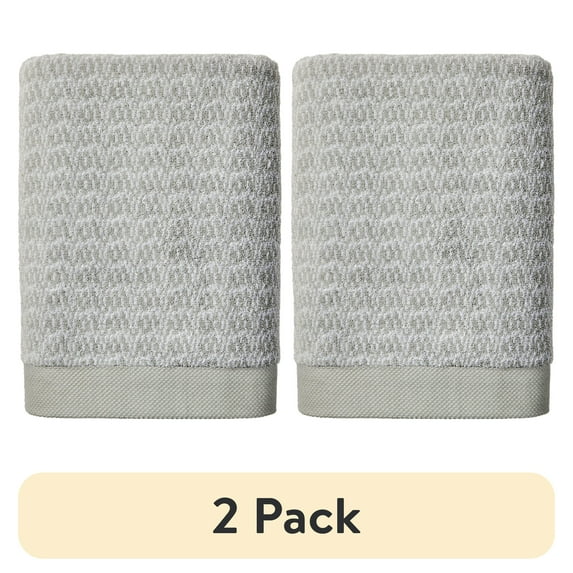 (2 pack) Better Homes & Gardens Signature Soft Cotton Mélange Bath Towel, Soft Cotton Silver