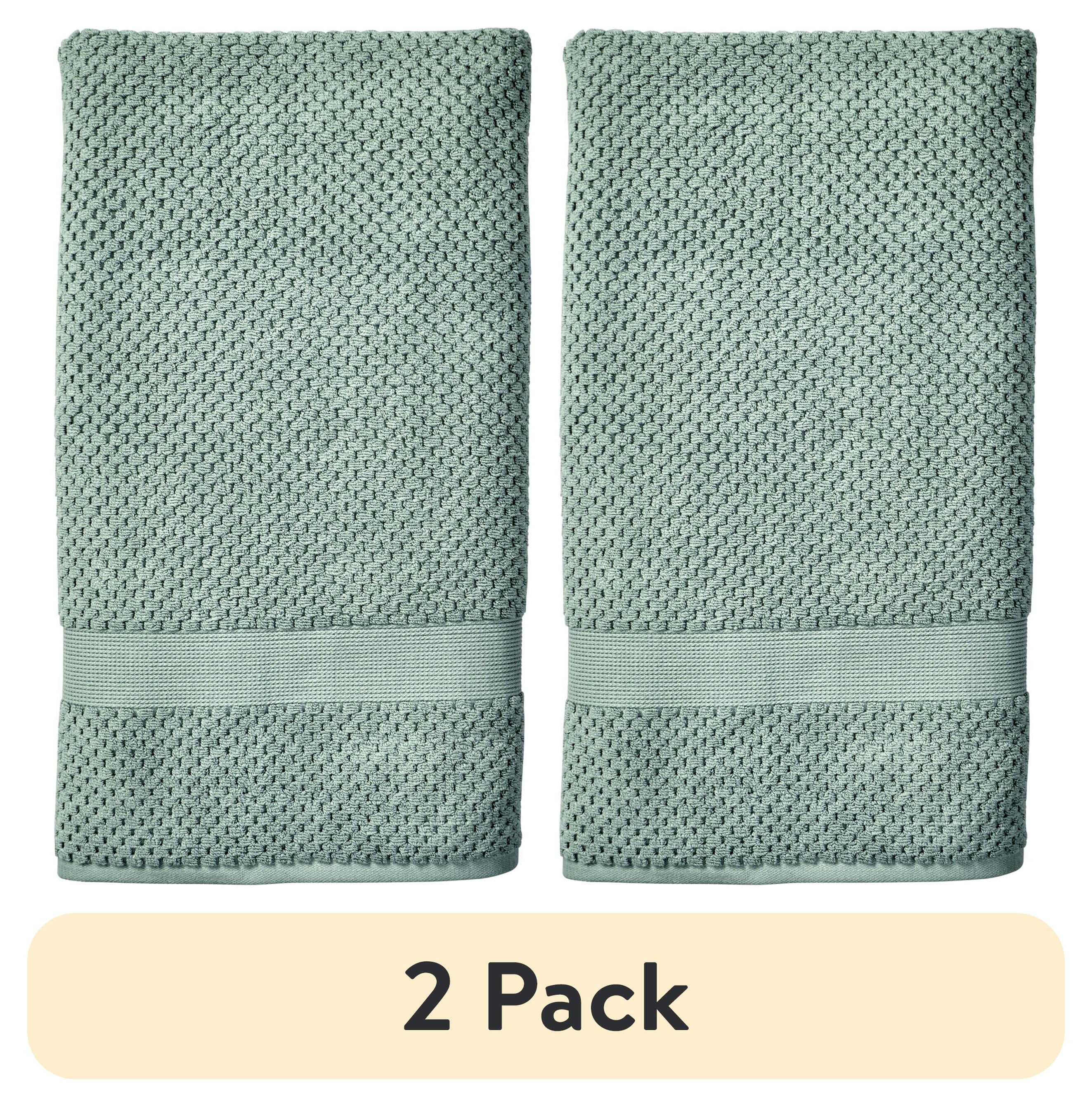 (2 pack) Better Homes & Gardens Signature Soft Popcorn Texture Bath Sheet, Green River - Walmart.com
