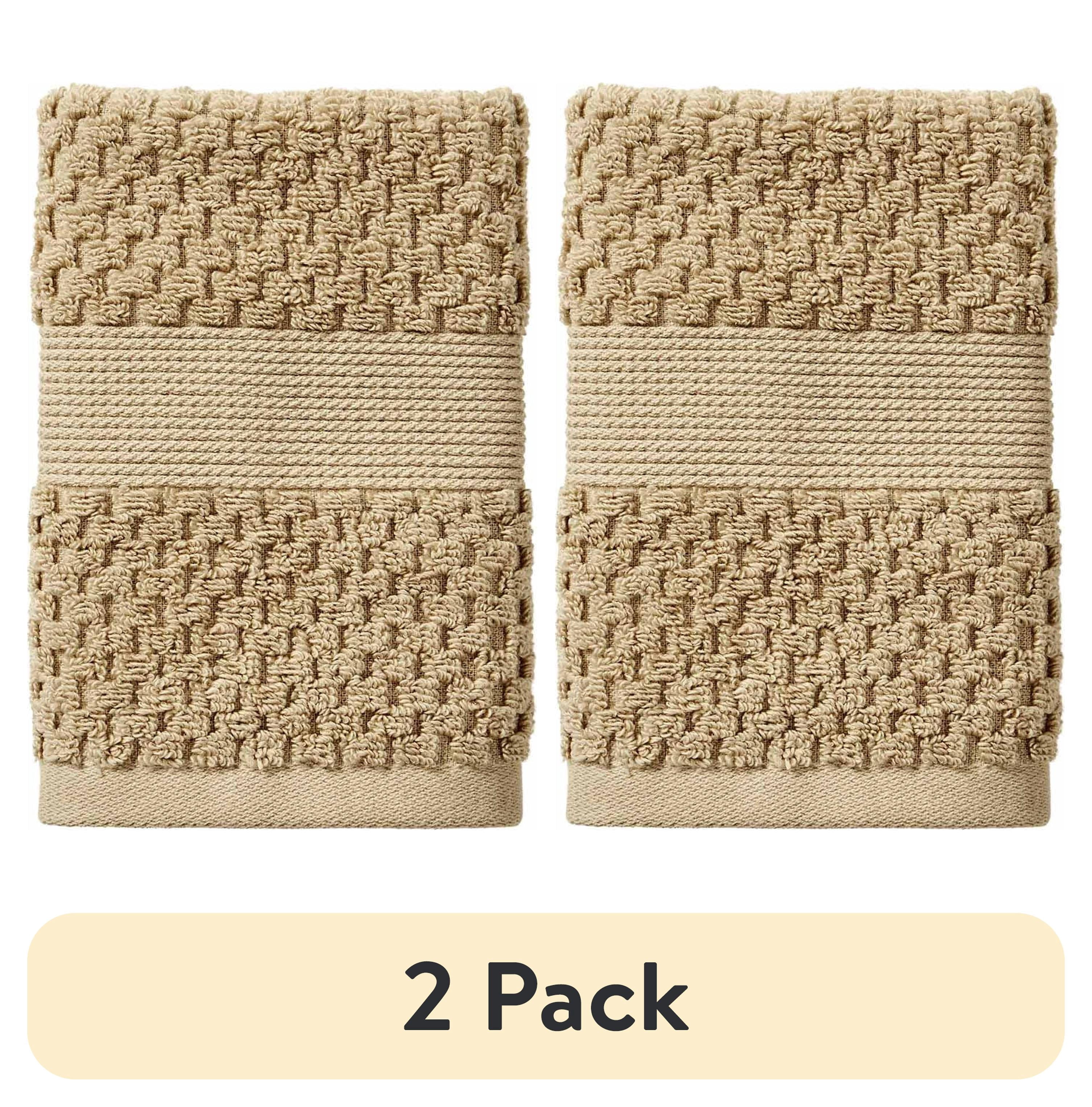 (2 pack) Better Homes & Gardens Signature Soft Cotton Popcorn Textured Washcloth, Almond Biscuit