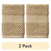 (2 pack) (2 pack) Better Homes & Gardens Signature Soft Cotton Popcorn Textured Washcloth, Almond Biscuit