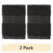 (2 pack) Better Homes & Gardens Signature Soft Cotton Popcorn Textured Washcloth, Grey Shadow
