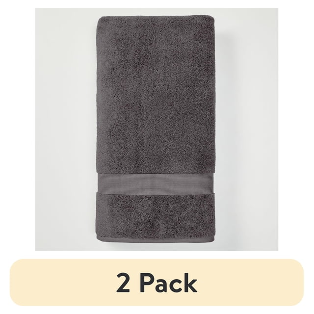 (2 pack) Better Homes & Gardens Signature Soft Solid Bath Sheet, Grey ...