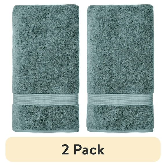 (2 pack) Better Homes & Gardens Signature Soft Solid Cotton Bath Sheet, Nimbus Blue