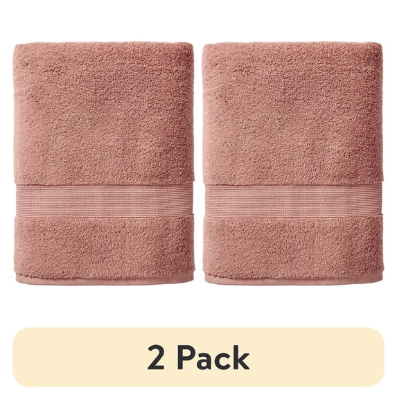 (2 pack) Better Homes & Gardens Signature Soft Cotton Bath Towel, Old Rose