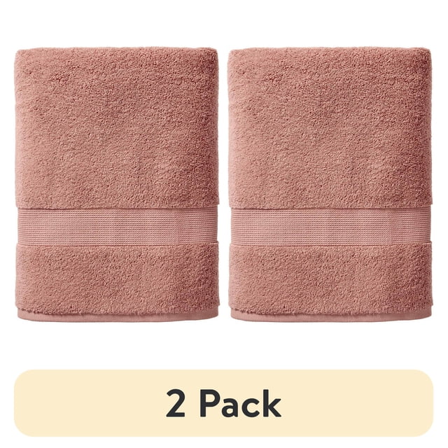 (2 pack) Better Homes & Gardens Signature Soft Solid Cotton Bath Towel, Old Rose