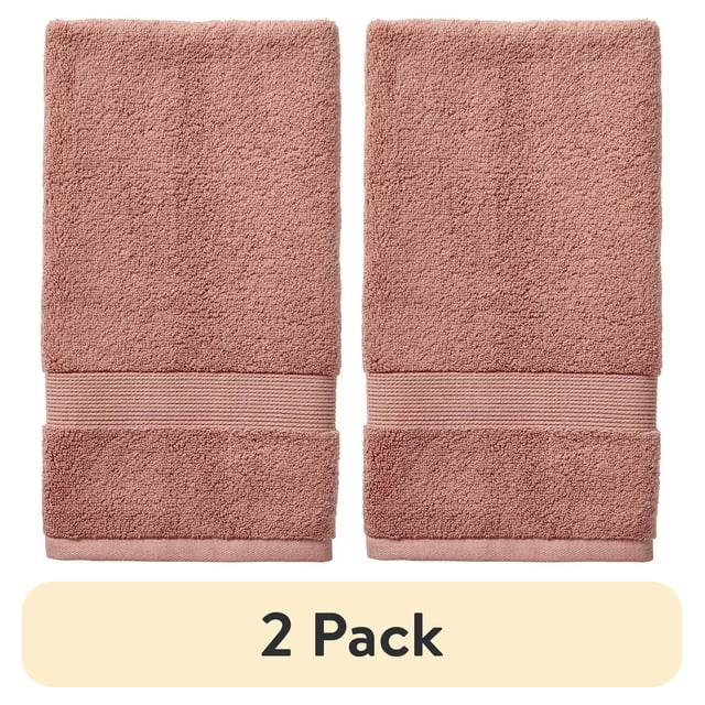 (2 pack) Better Homes & Gardens Signature Soft Solid Cotton Hand Towel, Old Rose