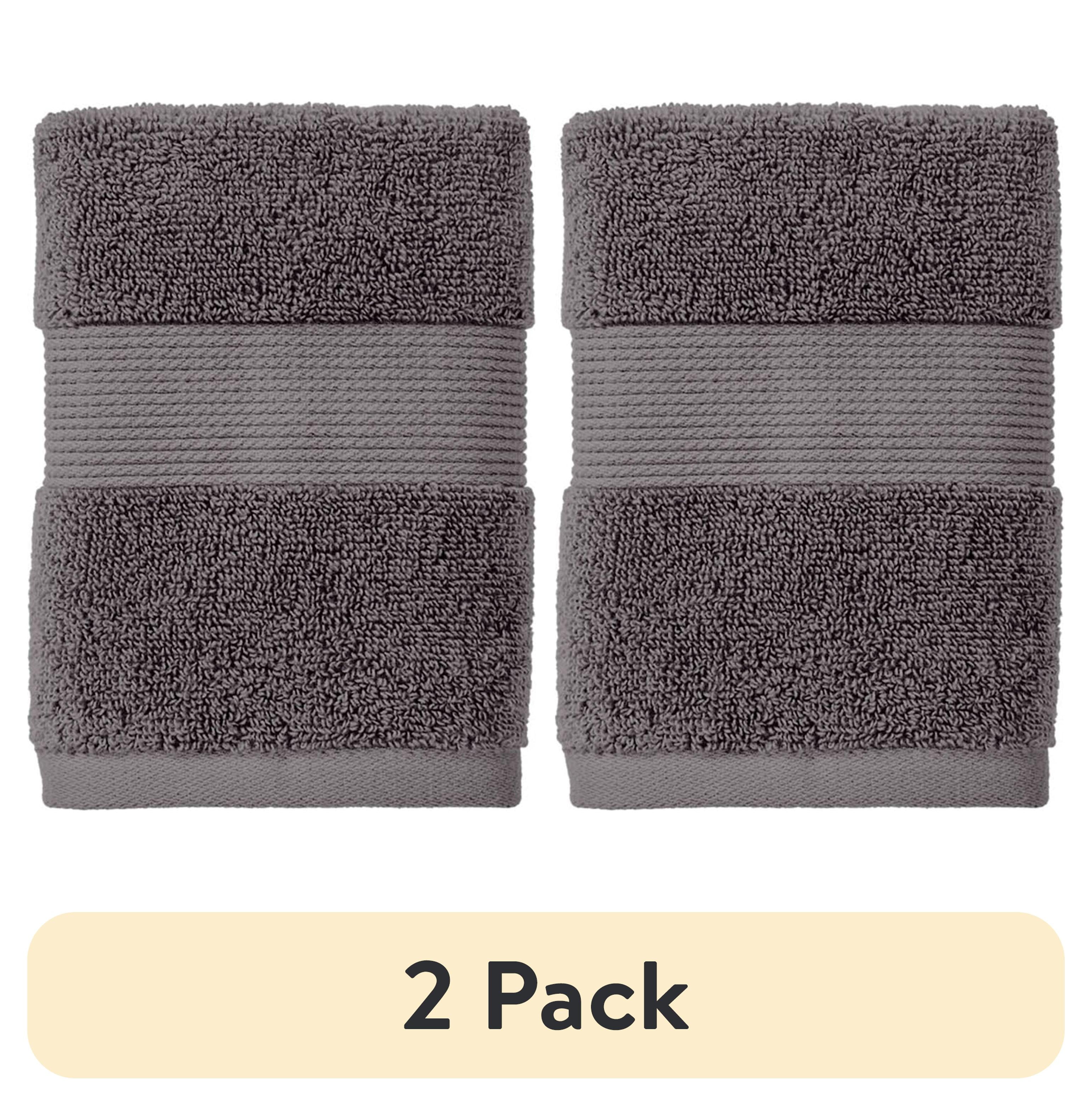(2 pack) Better Homes & Gardens Signature Soft Solid Cotton Washcloth, Grey Flannel