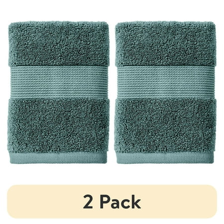 (2 pack) Better Homes & Gardens Signature Soft Cotton Washcloth, Nimbus Blue