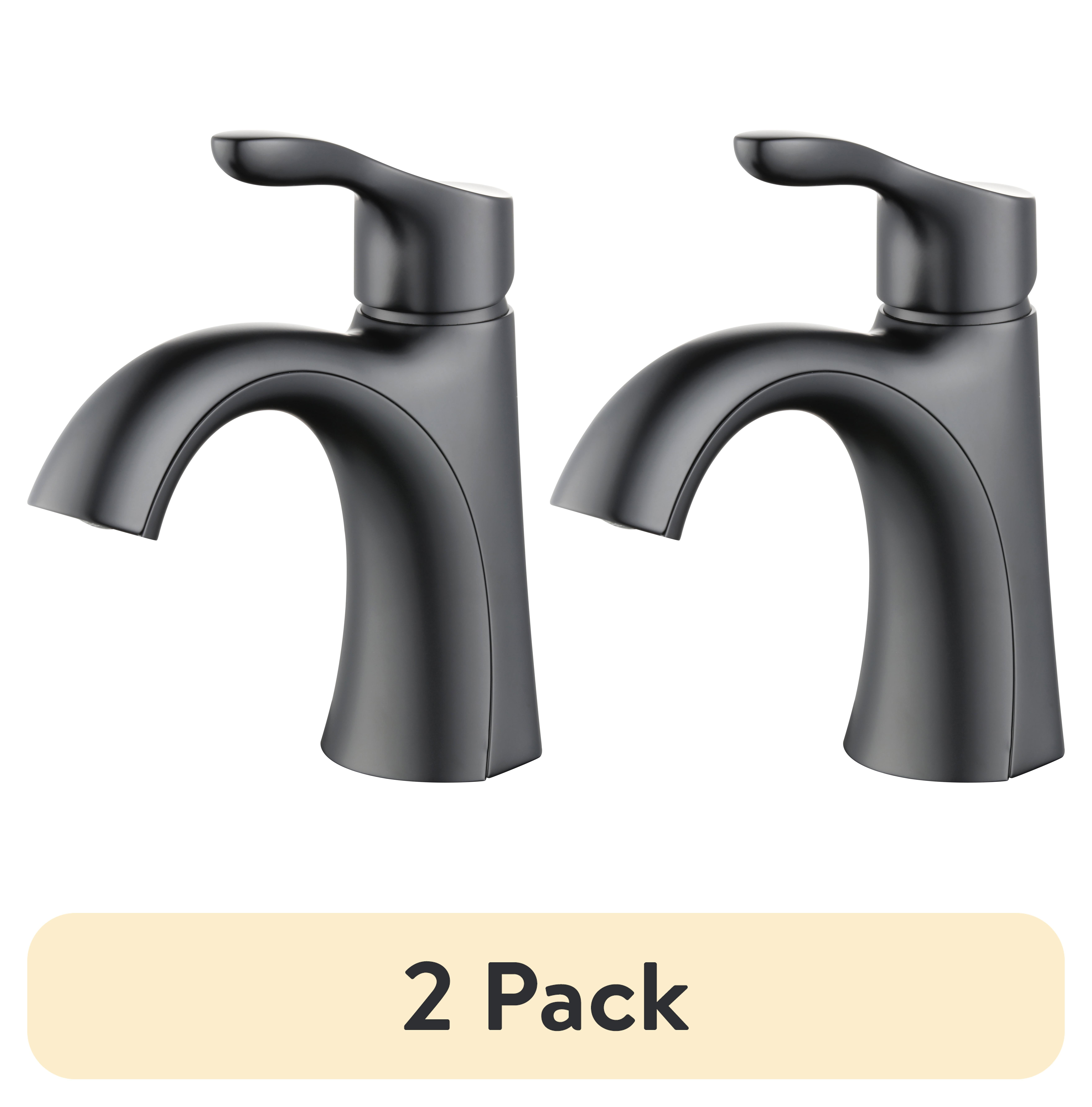 (2 pack) Better Homes & Gardens Simple Flair Single Hole Bathroom Faucet in Matte Black