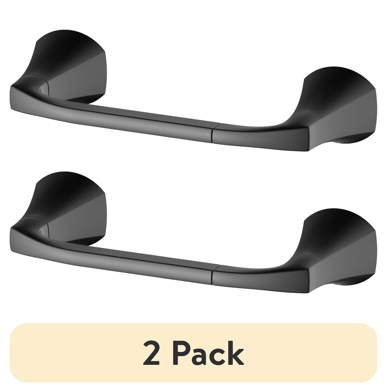 (2 pack) Better Homes & Gardens Simple Flare Style Wall Mount Toilet Paper Holder Matte Black Finish
