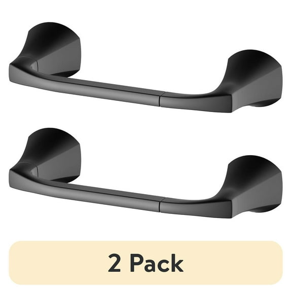 (2 pack) Better Homes & Gardens Simple Flare Style Wall Mount Toilet Paper Holder Matte Black Finish