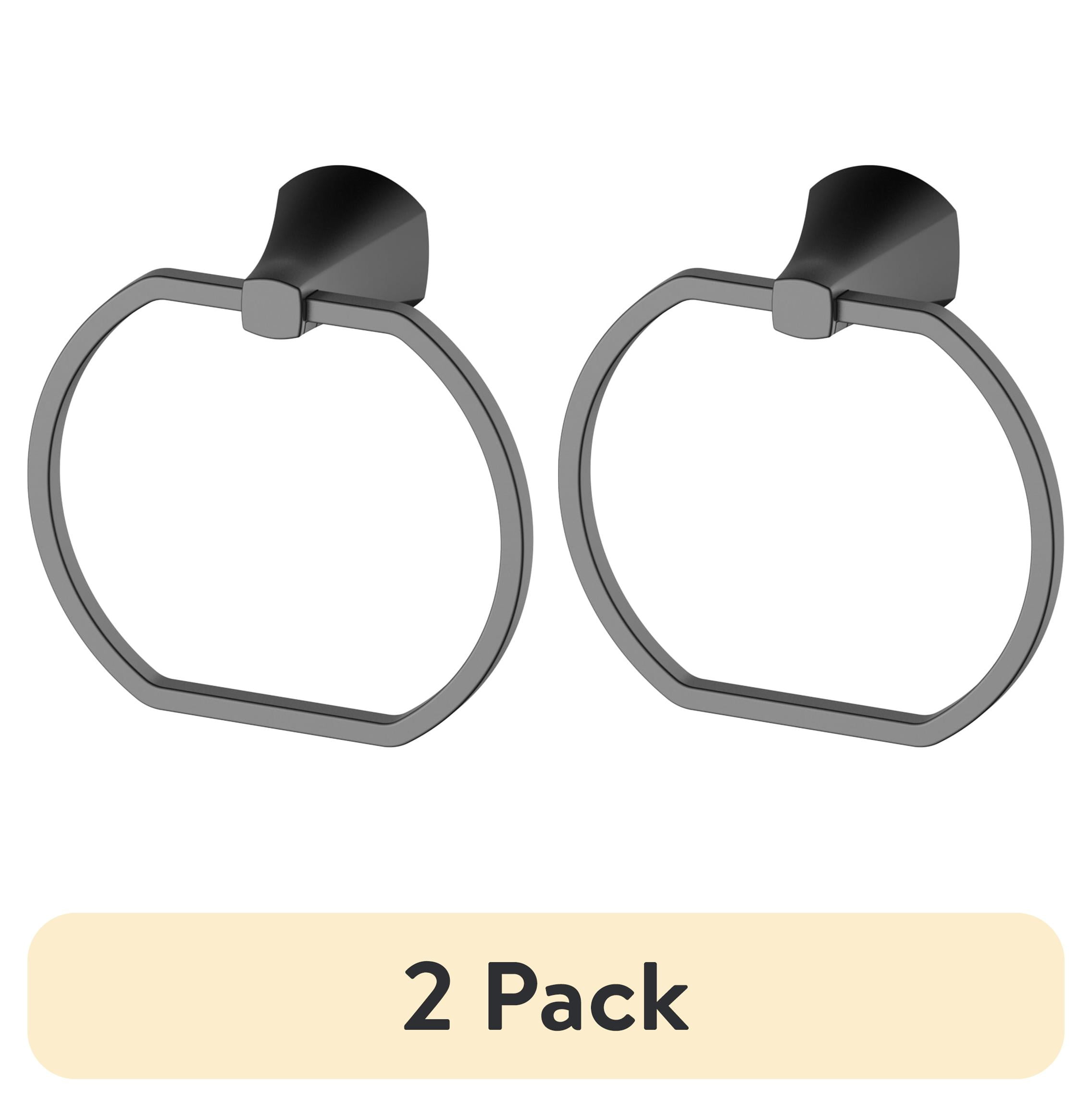 (2 pack) Better Homes & Gardens Simple Flare Wall Mount Towel Ring, Matte Black