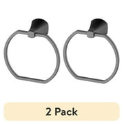 (2 pack) Better Homes & Gardens Simple Flare Style Wall Mount Towel Ring Matte Black