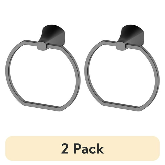 (2 pack) Better Homes & Gardens Simple Flare Style Wall Mount Towel Ring Matte Black