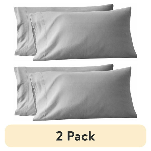 (2 pack) Better Homes & Gardens Soft Silver Adult Jersey Pillow Cases, King 20"W x 40"L (2 Count)