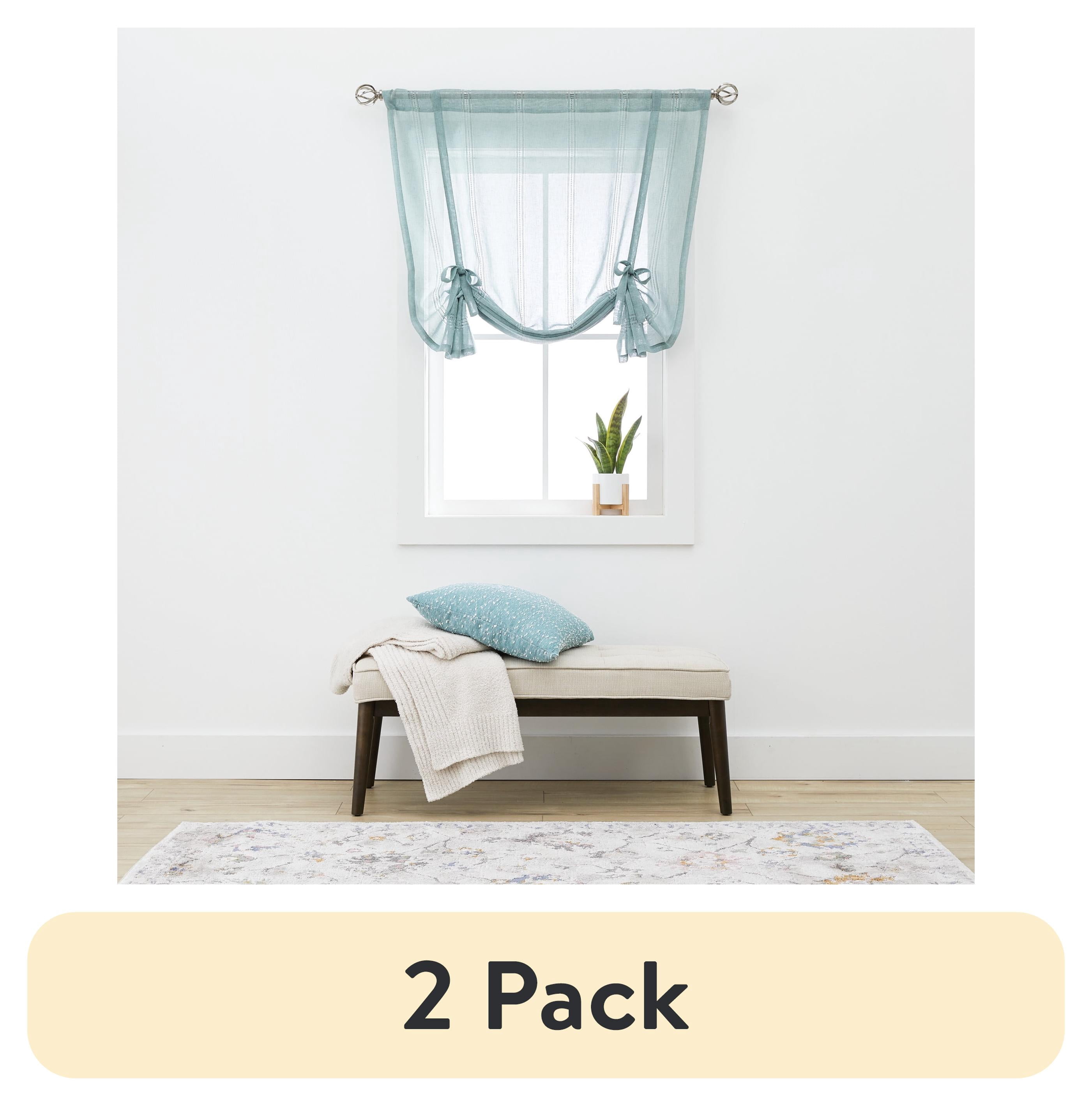 (2 pack) Better Homes & Gardens Specialty Stitch Single Curtain Balloon Shade, Green River, 42 in x 63 in