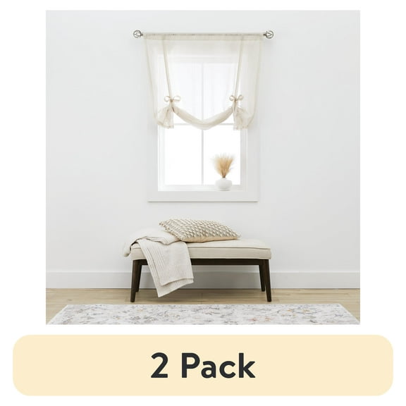 (2 pack) Better Homes & Gardens Specialty Stich Single Curtain Balloon Shade, Papyrus Beige, 42" W x 63" L