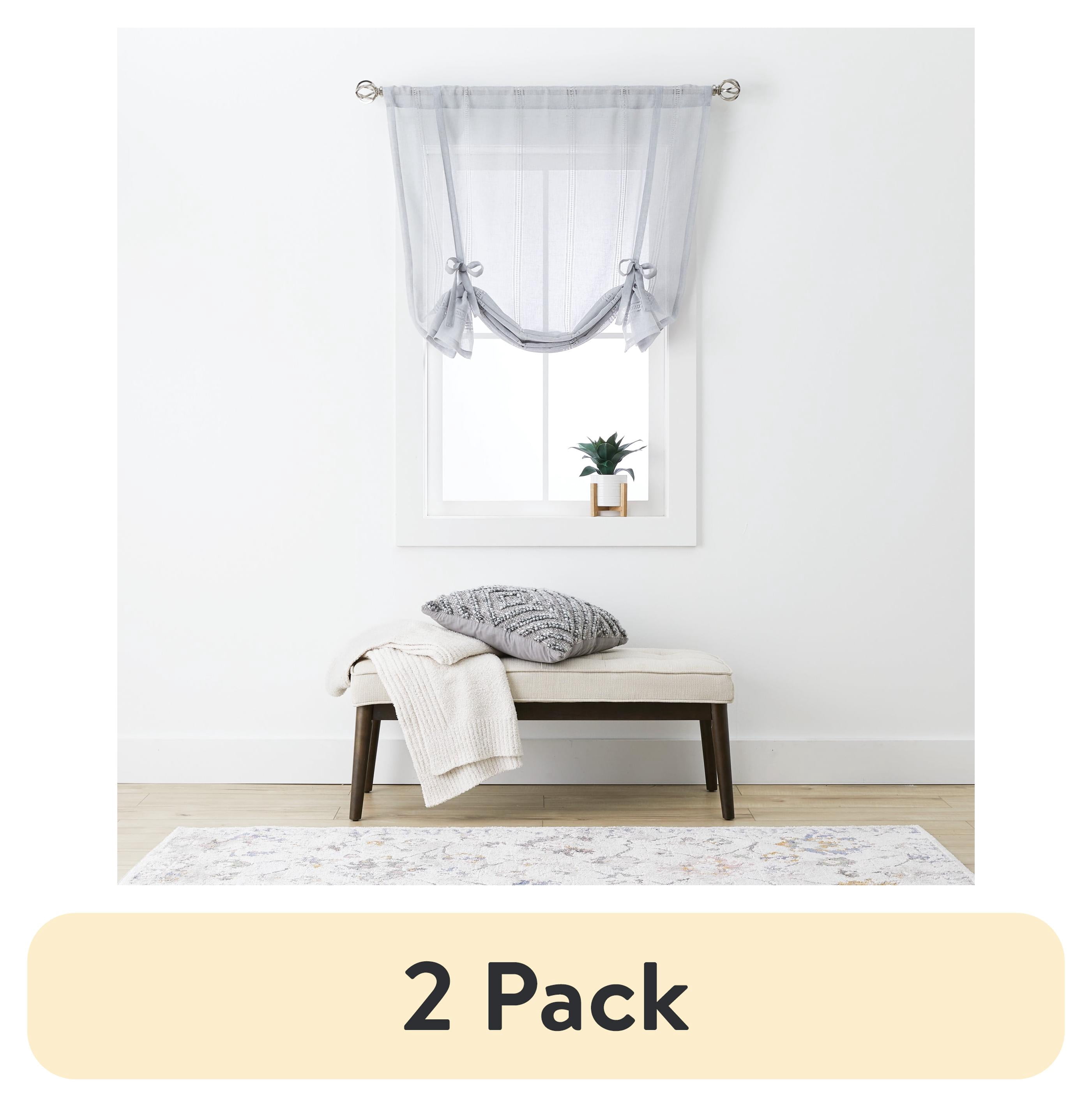 (2 pack) Better Homes & Gardens Specialty Stitch Balloon Shade, Soft Silver, 42 in x 63 in, 1 Panel