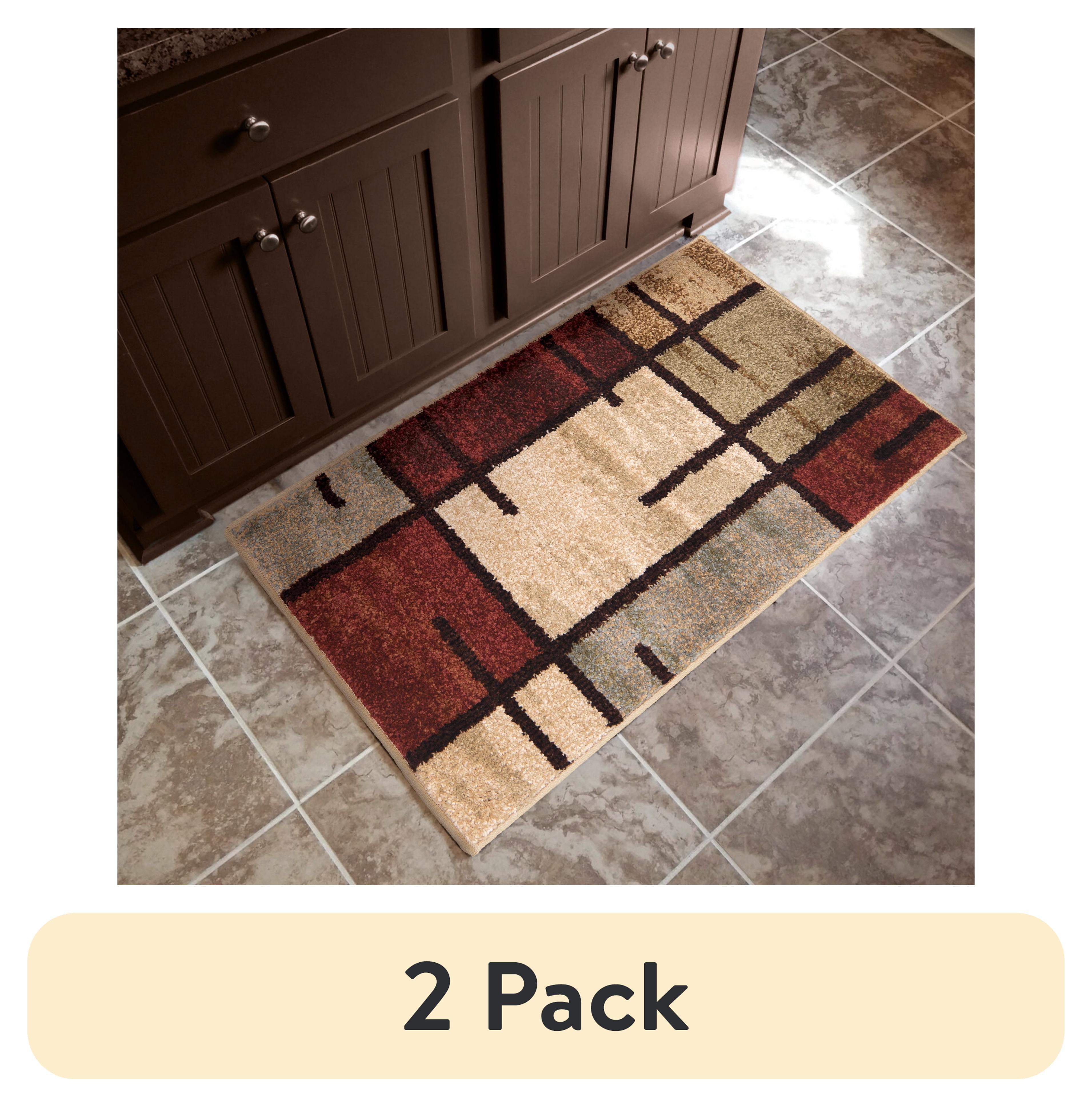 (2 pack) Better Homes & Gardens Spice Grid 1'8" X 2'10" Rouge Area Rug