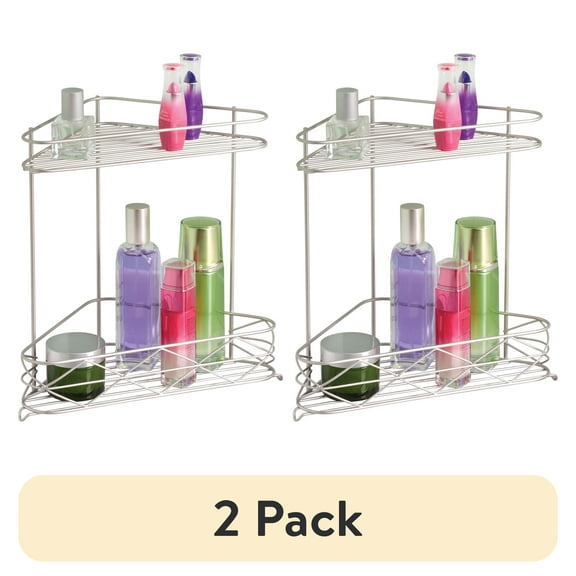 (2 pack) Better Homes & Gardens Steel Corner Bathtub Shower Storage Shelf, 10.75" x 6.5" x 10.6", Satin