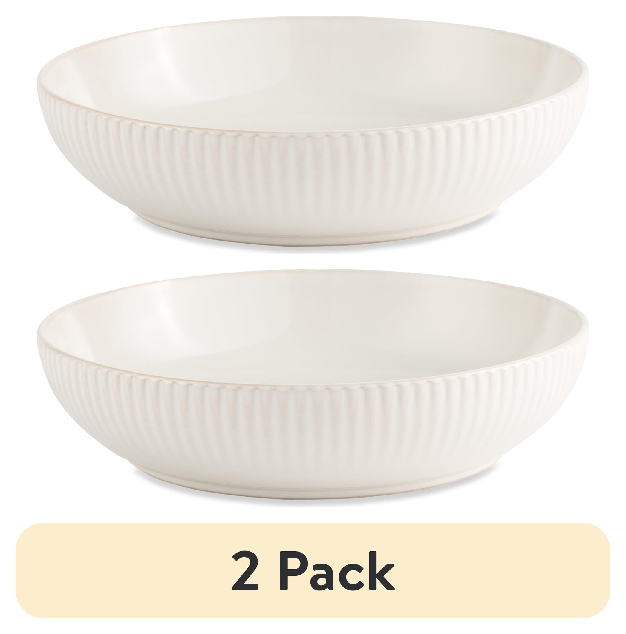 (2 pack) Better Homes & Gardens Sawyer Stoneware Low Bowl Cream - Walmart.com