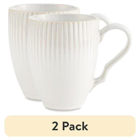 (2 pack) Better Homes & Gardens 13 fl oz Sawyer Cream Ceramic Mug