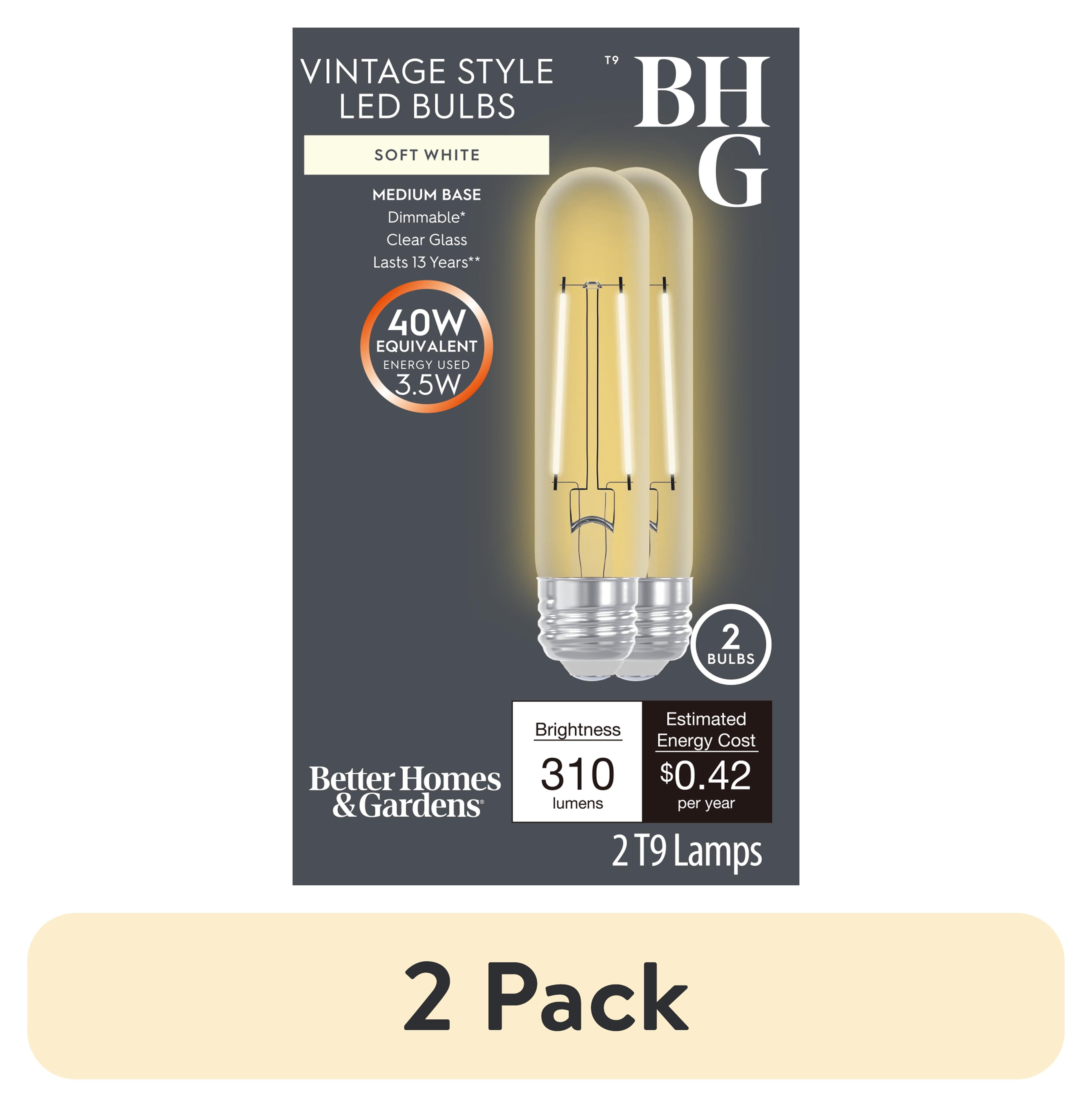 (2 pack) Better Homes & Gardens T9 LED Tubular Bulb, 3.5W (40W Equivalent), Soft White, E26 Medium Base, 2 Pack