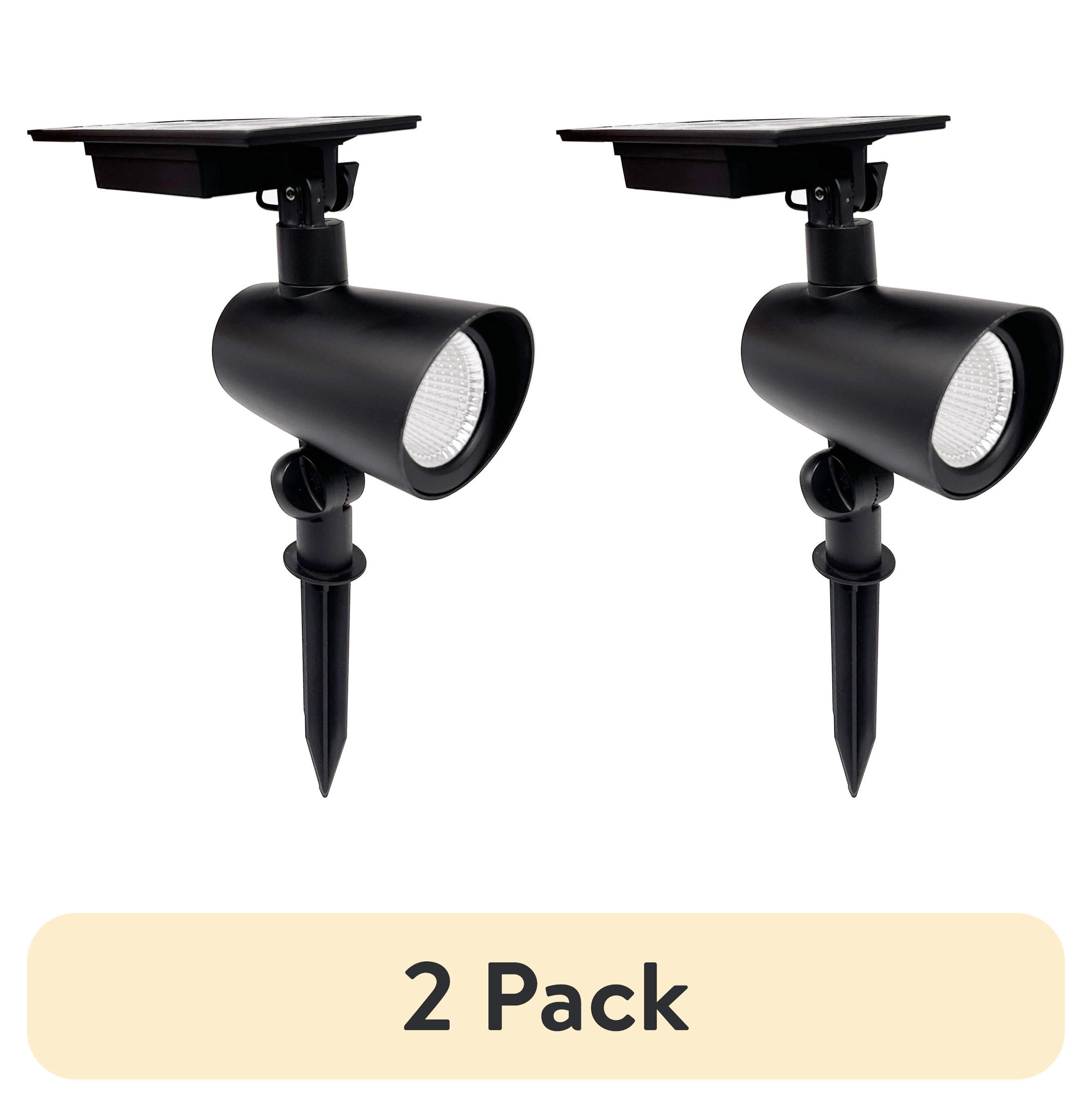 (2 pack) Better Homes & Gardens Taylor Solar Powered Black Cast Metal Color Lock LED Landscape Spotlight, 150 Lumens
