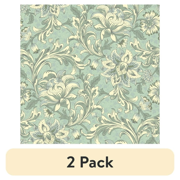 (2 pack) Better Homes & Gardens Teal Isolda Jacobean Peel and Stick Wallpaper, 20.5" x 18'