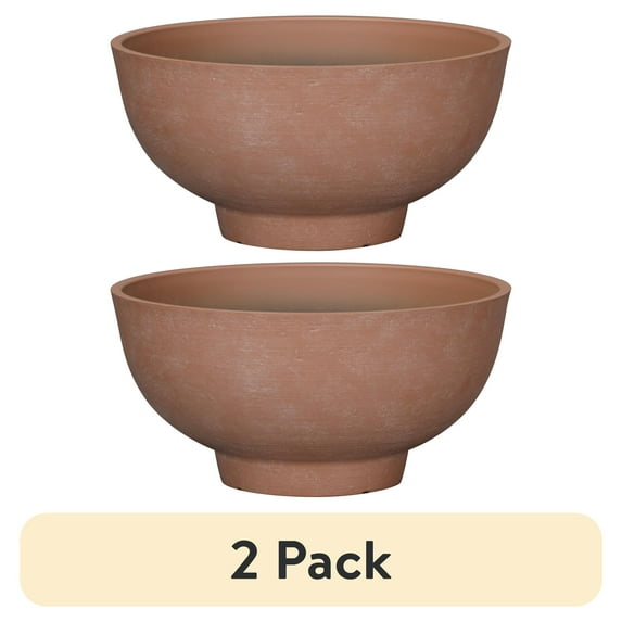 (2 pack) Better Homes & Gardens Terracotta Recycled Resin Planter,12in x 12in x 6in