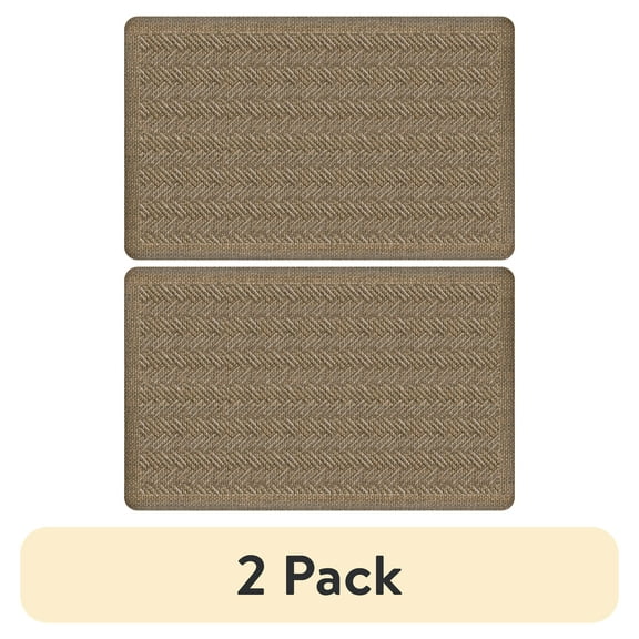 (2 pack) Better Homes & Gardens Textured Burlap Kitchen Anti-Fatigue Mat, Brown, 20" x 32"
