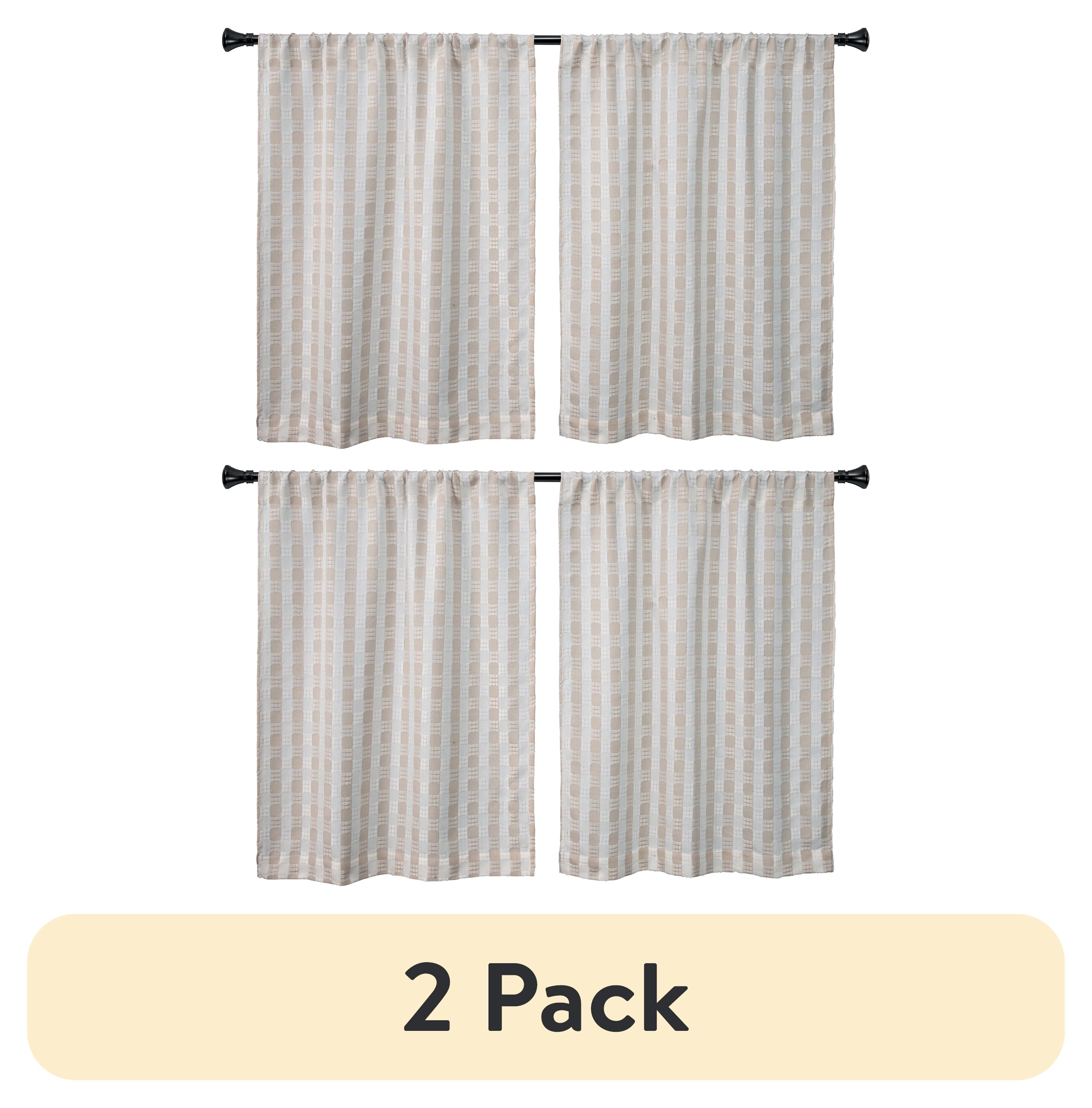 (2 pack) Better Homes & Gardens Tula Waffle Kitchen Curtain Tiers and Valance Set, 3-Piece, Beige, 60 in x 36 in