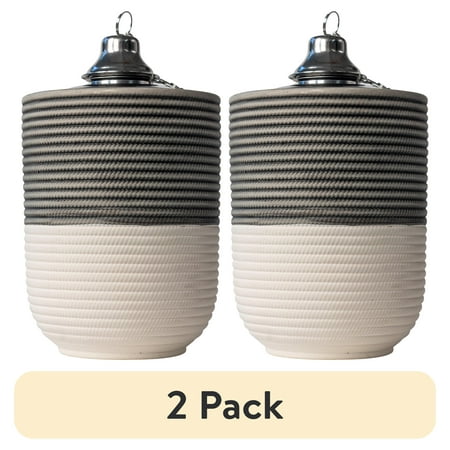 (2 pack) Better Homes & Gardens Two-Tone Ceramic Tabletop Torch, White & Gray